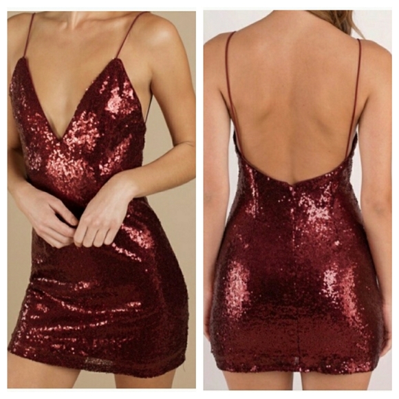 Tobi Dresses & Skirts - Tobi Alina Deep V Neck Plunging Sequin Mini Dress